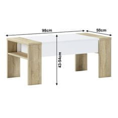 KONDELA Konferenční stolek s úložným prostorem Pula - dub sonoma / bílá