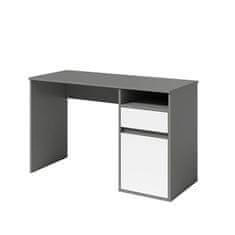 KONDELA PC stůl Bili - tmavě šedý grafit/bílá