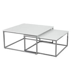 KONDELA Konferenční stolek (2 ks) Enisol - bílá / chrom