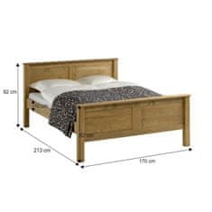 KONDELA Dřevěná manželská postel s roštem Provo 160 - dub