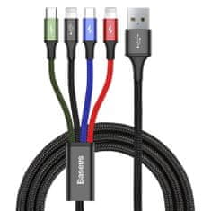 BASEUS Rapid kabel USB / 2x Lightning / USB-C / Micro USB 3.5A 1.2m, černý