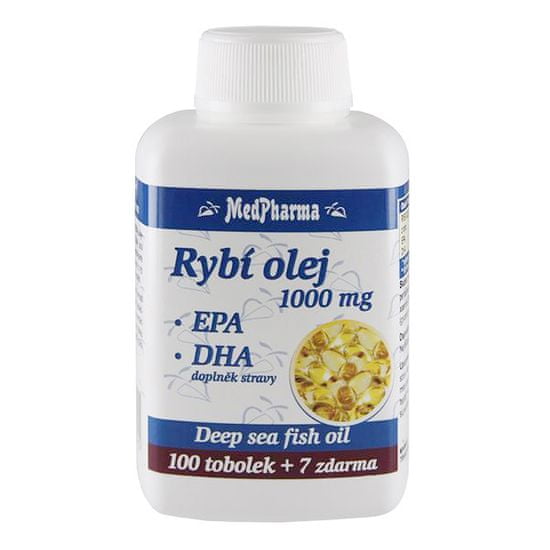 MedPharma Rybí olej 1000 mg – EPA + DHA 100 tob. + 7 tob. ZDARMA