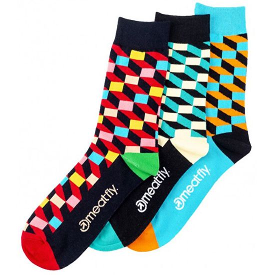MEATFLY 3 PACK - ponožky 3D Checkers socks S19