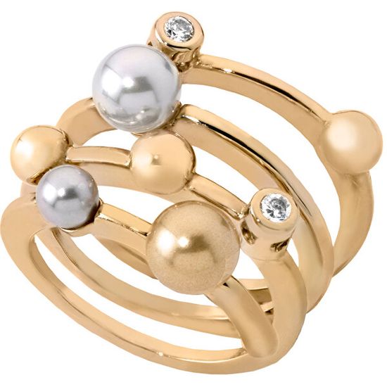 Majorica Spirálový pozlacený prsten s perlami 10554.34.1.911.010.1