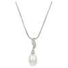 Stříbrný náhrdelník s perlou a zirkony JL0200 (řetízek, přívěsek)
