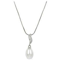 JwL Luxury Pearls Stříbrný náhrdelník s perlou a zirkony JL0200 (řetízek, přívěsek)