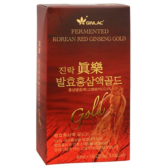 GINLAC Fermented Red Ginseng Power Drink GOLD ženšenový nápoj 5 x 40 ml
