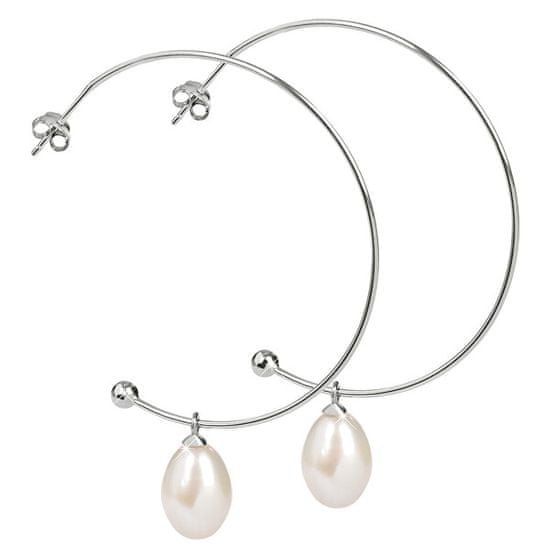 JwL Luxury Pearls Stříbrné půlkruhové náušnice 2v1 s pravými perlami JL0296