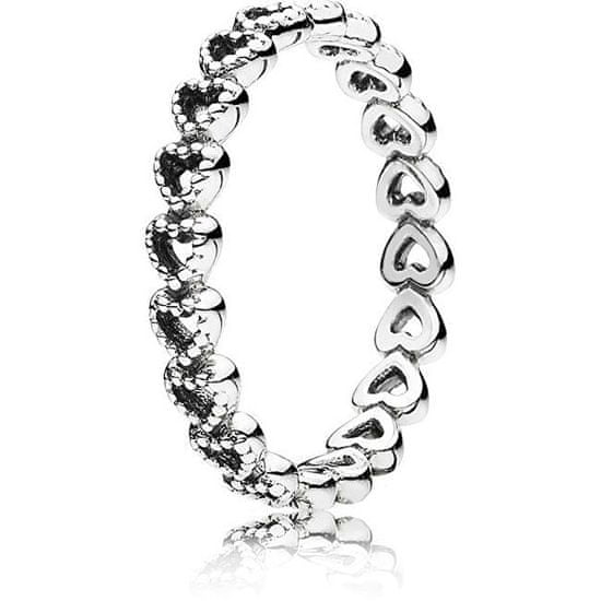 Pandora Stříbrný srdíčkový prsten 190980