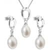 Luxusní stříbrná souprava s pravými perlami Pavona 29029.1 (náušnice, řetízek, přívěsek)