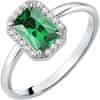 Třpytivý stříbrný prsten se zeleným kamínkem Tesori SAIW76 (Obvod 52 mm)