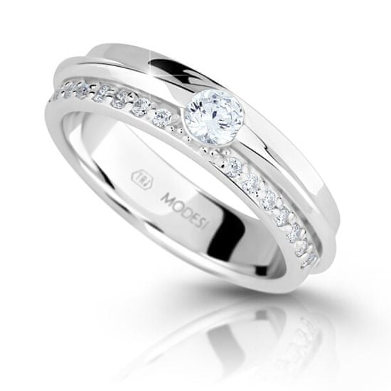 Modesi Třpytivý stříbrný prsten se zirkony M16020