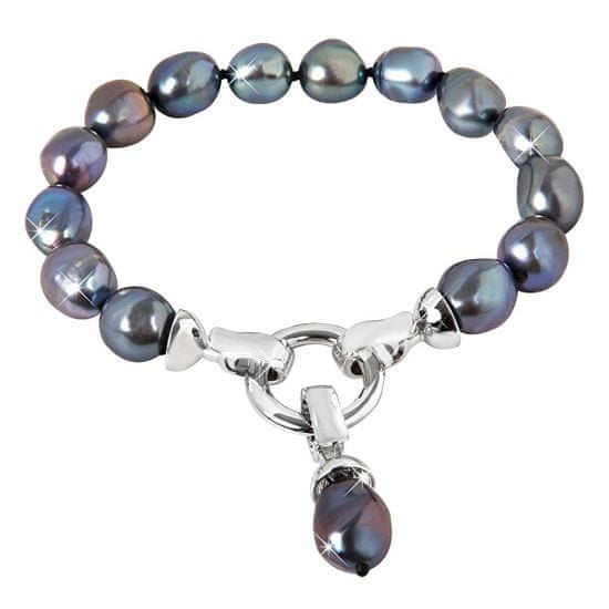 JwL Luxury Pearls Náramek z pravých kovově modrých perel JL0562