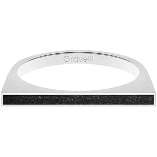 Gravelli Ocelový prsten s betonem One Side ocelová/antracitová GJRWSSA121