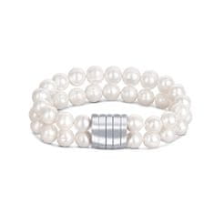 JwL Luxury Pearls Dvojitý/dvouřadý náramek z pravých bílých perel JL0598