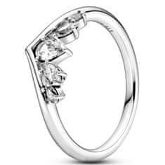 Pandora Něžný stříbrný prsten s kamínky Wishbone 199109C01 (Obvod 52 mm)