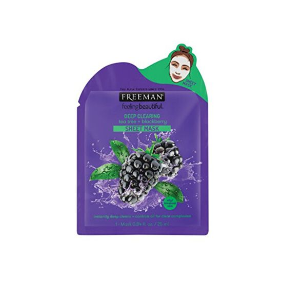 Freeman Hloubkově čisticí látková maska Tea Tree a ostružina (Deep Clearing Mask) 25 ml