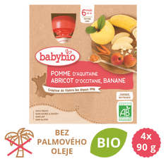 Babybio Jablko, meruňka, banán 4x90 g