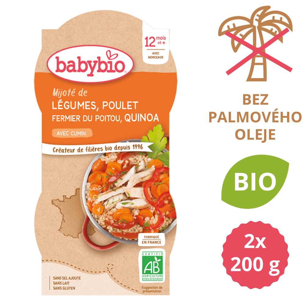 Levně Babybio Zelenina s kuřetem a quinoa 2x200 g