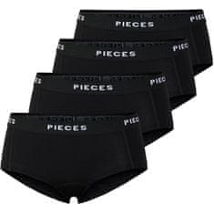 Pieces 4 PACK - dámské kalhotky Boxer PCLOGO 17106857 Black (Velikost M)