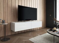 Cama meble TV stolek na zeď Slide 150 - bílá/bílý lesk