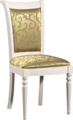 Taranko Jídelní židle Krzeslo M - bílá / zlato-zelený vzor (A4 0304)