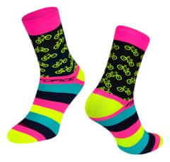 Force Cyklistické ponožky Cycle - růžová/fluo žlutá, L/XL