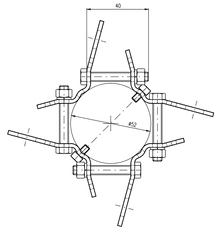  Objímka pro kotvení MA2 lehká, nerez: 3 dir, 10-60 mm 