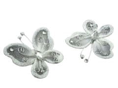 Kraftika 2ks bílá motýl s kamínky 5x5,5cm, ozdoby na záclony