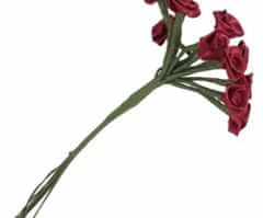 EFCO Kytice růžiček ze saténu 12ks vínová, efco, látkové květy