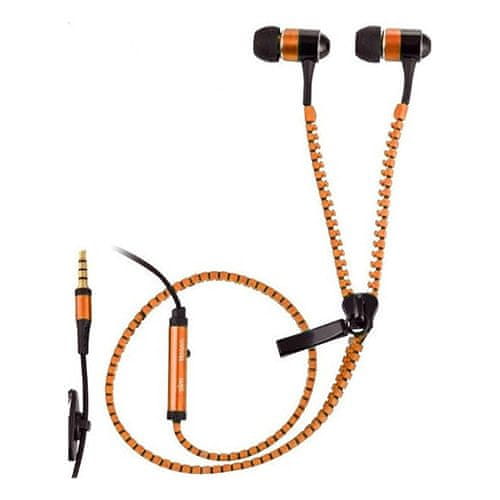 Trevi Sluchátka , ZIP 681 M, špuntová, kabel 1 m, s mikrofonem, klip na uchycení, oranžové