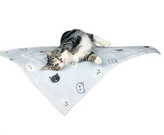 Trixie Plyšová deka mimi 70 x 50 cm šedá s kočičími hlavami