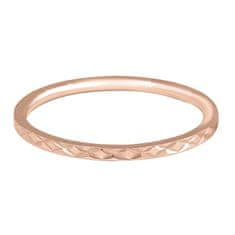 Troli Pozlacený minimalistický prsten z oceli s jemným vzorem Rose Gold (Obvod 57 mm)