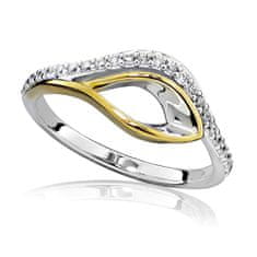 JVD Stříbrný bicolor prsten se zirkony SVLR0246SH8BK (Obvod 58 mm)