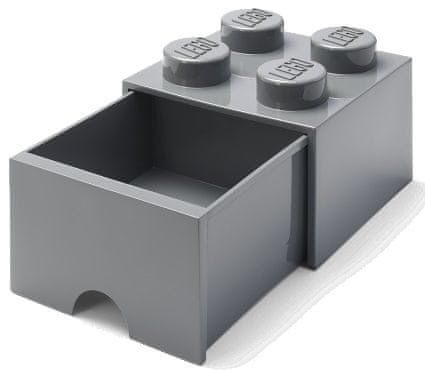 Levně LEGO Úložný box 4 s šuplíkem tmavě šedá