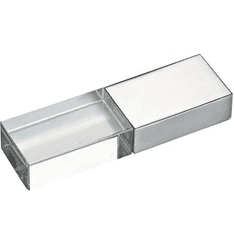 CTRL+C USB KRYSTAL stříbrný, kombinace sklo a kov, LED podsvícení, 64 GB, USB 3.0/3.1