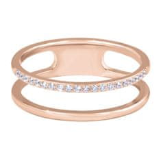 Troli Dvojitý minimalistický prsten z oceli Rose Gold (Obvod 62 mm)