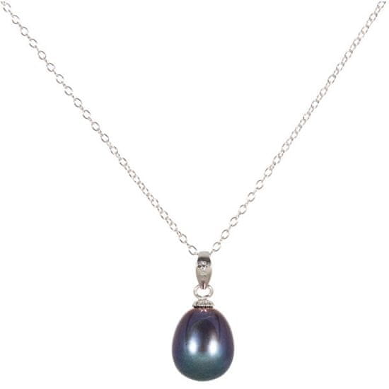 JwL Luxury Pearls Stříbrný náhrdelník s modrou perlou JL0438 (řetízek, přívěsek)