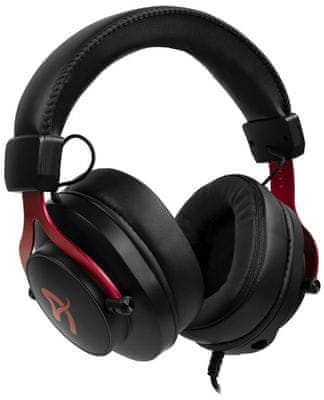 Fejhallgató Arozzi Aria, fekete/piros (AZ-ARIA-RD), 50mm meghajtó, 7.1 térhangzás, tiszta hangzás, gamingmagas hangok, gaming headset, kényelem, minőség