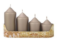 Ceramicus Svíčky adventní stupňovité d 5 x 7, 8, 10, 12 cm 4 ks metalické matné béžové