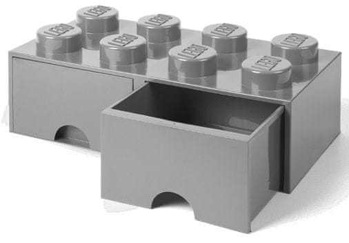 LEGO Úložný box 8 s šuplíky šedá