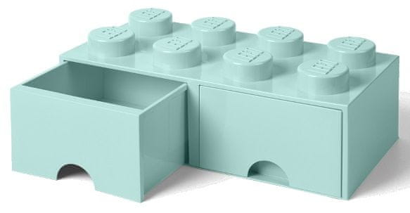 Levně LEGO Úložný box 8 s šuplíky tyrkysová