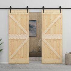 Greatstore Posuvné dveře se setem kování 90 x 210 cm masivní borové dřevo