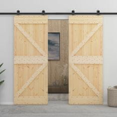 shumee Posuvné dveře se setem kování 80 x 210 cm masivní borové dřevo