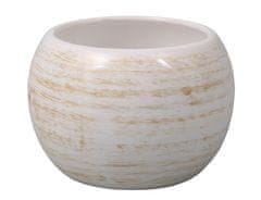 Ceramicus Obal keramický MANES STRIP d 16 cm lesklý bílý žíhaný béžovými čárami