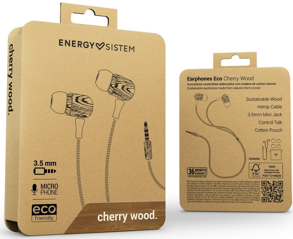 Levně Energy Sistem Earphones Eco Cherry Wood