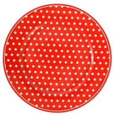 Isabelle Rose Dezertní talíř červený s puntíky 20 cm