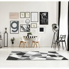 ATAN Koberec SANAR 133x190 cm - černá/šedá/bílá, geometrický vzor