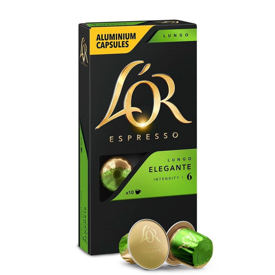 Levně L'Or Espresso Lungo Elegante 10 hliníkových kapslí kompatibilních s kávovary Nespresso®*