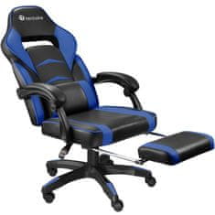 tectake Kancelářská židle s opěrkou pro nohy - černá/modrá